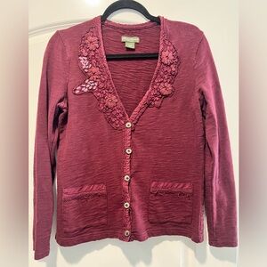Eddie Bauer Vintage Cardigan floral stitching
